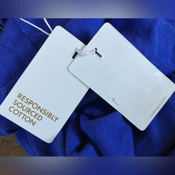 NWT TED BAKER LONDON AAVVAA Sweater Turtleneck Dress Blue Ruched Ted 2 = US 6 - Picture 11 of 13